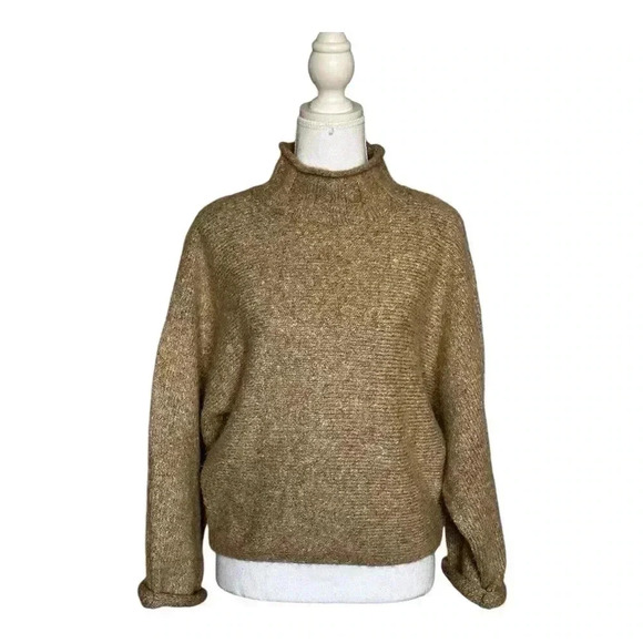 William Rast Beige Mock Neck Cropped Boxy Oversized Cozy Sweater Women’s S - Picture 1 of 6